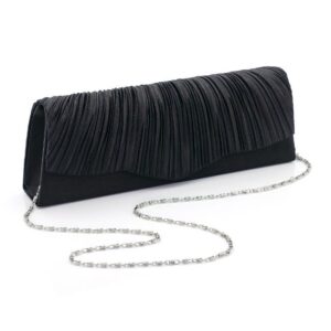 RUFFLE CLUTCH BAG - BLACK