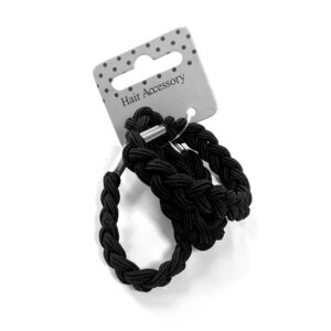 BLACK PLAITED ELASTICS PK 3