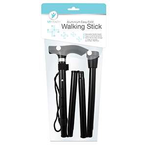 MYHEALTH - FOLD/ADJUST WALKING STICK - BLACK