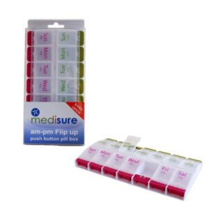 MEDISURE - AM-PM Flip Up Push Button Pill Box