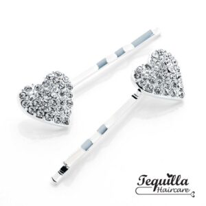 HAIRGRIPS - CRYSTAL HEARTS x2