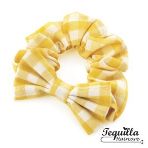 YELLOW GINGHAM BOW SCRUNCHIE