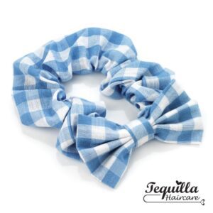 BLUE GINGHAM BOW SCRUNCHIE