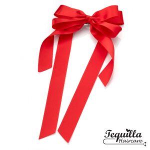 RIBBON BOW HAIR BARRETTE - RED