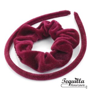 VELVET ALICEBAND/SCRUNCHIE - BURGANDY