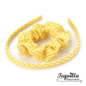 YELLOW GINGHAM SCRUNCHIE & ALICEBAND