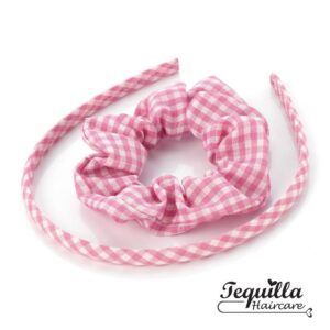 PINK GINGHAM SCRUNCHIE & ALICEBAND