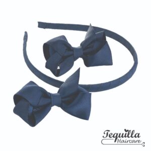 Navy Alice Band & Bow Set