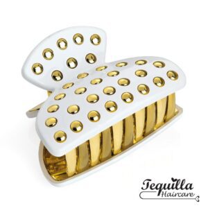 White & Gold Spotty Med Claw Clamp