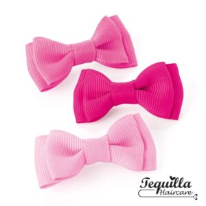 Small Pink Bow Clips x 3