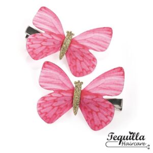Pink Butter Fly Clips x 2