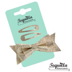 GOLD GLITTER BOW & SNAP CLIPS