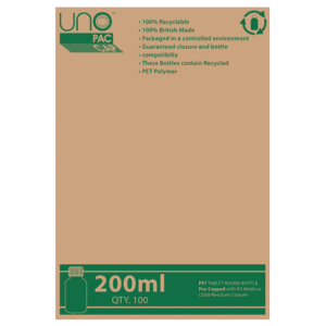 Unopac™ Amber Round PET Bottle 200ml