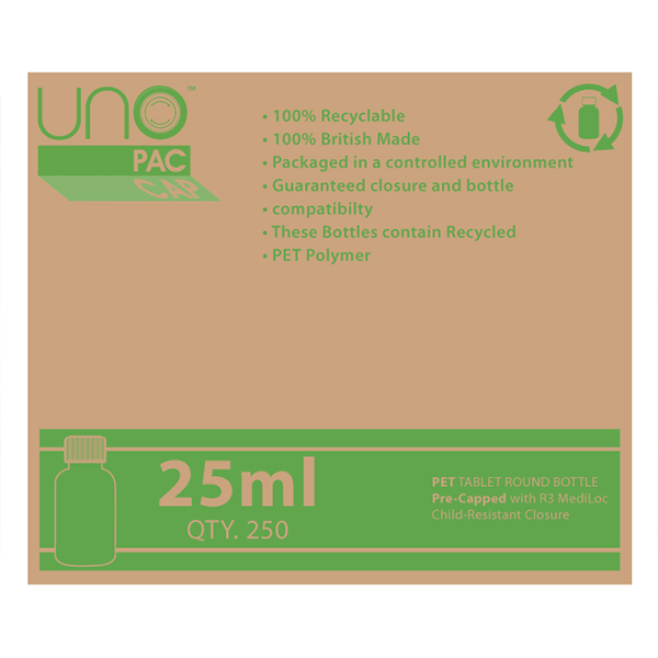 Unopac™ Amber Round PET Bottle 25ml