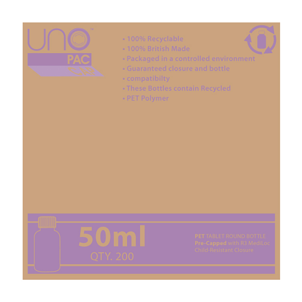 Unopac™ Amber Round PET Bottle 50ml