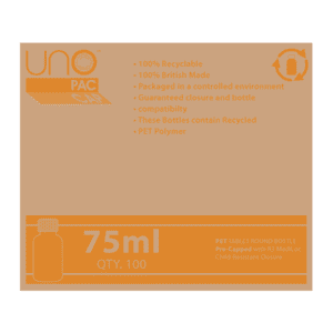 Unopac™ Amber Round PET Bottle 75ml