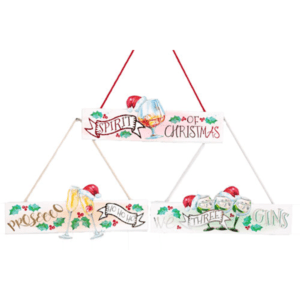 Xmas Tipple Single Tier Plaque 3 Assorted, 37x11cm
