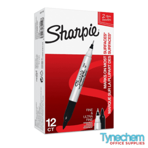 Sharpie Permanent Marker Twin Tip Black (Pack of 12)