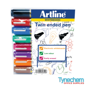 Artline 2- in-1 Whiteboard Marker Bullet/Chisel Tip 8PK