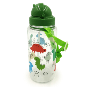 CHILDREN'S WATER BOTTLE WITH FLIP STRAW - DINOSAUR
