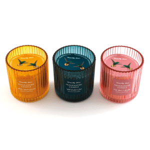 RIBBED GLASS CANDLE - BIRDS OF PARADISE