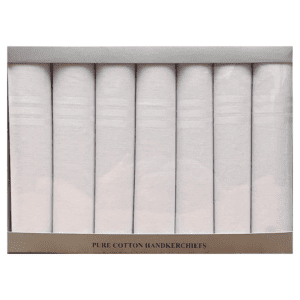 MENS 7 WHITE 15" HANDKERCHIEFS