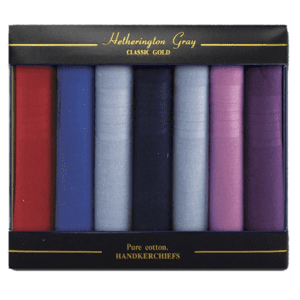Mens Dyed Satin Border Handkerchiefs 7 Assorted