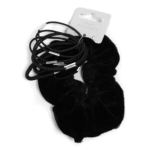 BLK VELVERT RUFFLE/ELASTIC SET