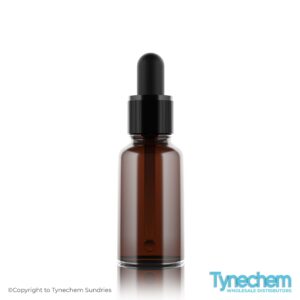 An Amber Glass Dropper Bottles 20ml with a pipette and and rubber top that holds 20ml of liquid. Amber Glass Dropper Bottles 20ml