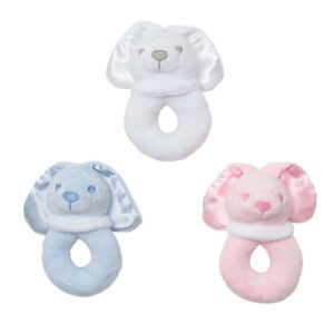 BUNNY RATTLE TOY PINK / BLUE / WHITE