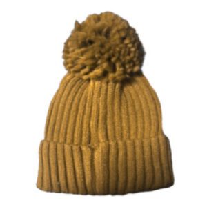 PomPom Ribbed Beanie Hat Yellow