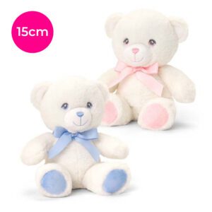 BABY CREAM BEAR WITH RIBBON 15cm
