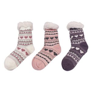 Ladies Heart Socks - White, Pink & Purple