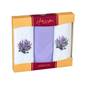 3 Pack Lilac Embroidered Ladies Hankies