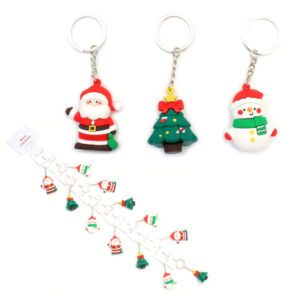 Christmas Character Keyrings On Clip Strip