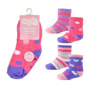 Baby Girls 2 Pack Design Cosy Socks