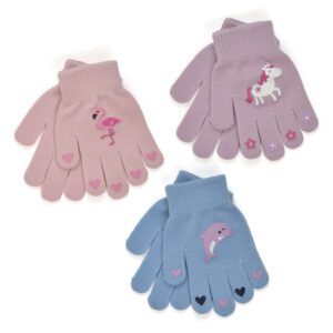 Girls Thermal Magic Gloves With Rubber Print