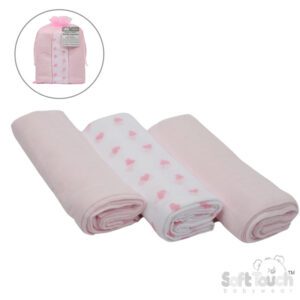SOFT TOUCH - X3 BABY MUSLIN CLOTHS