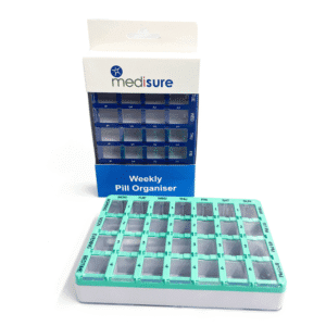MEDISURE - PILL ORG SLIDE COVER 28 CMPT BLUE GREEN